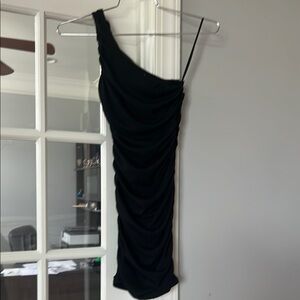 Hello Molly Black Asymmetrical One Shoulder Cocktail Dress